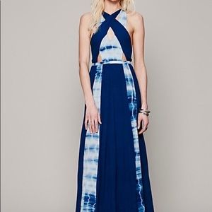 Free People Indigo Dye Maxi Dress XS